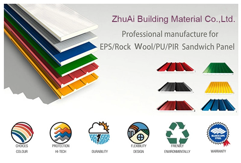 Insulation Fireproof Acoustic Sound Absorbing Waterproof Heat Insulation Insulated 50mm 75mm 100mm Rock Wool Sandwich Panel